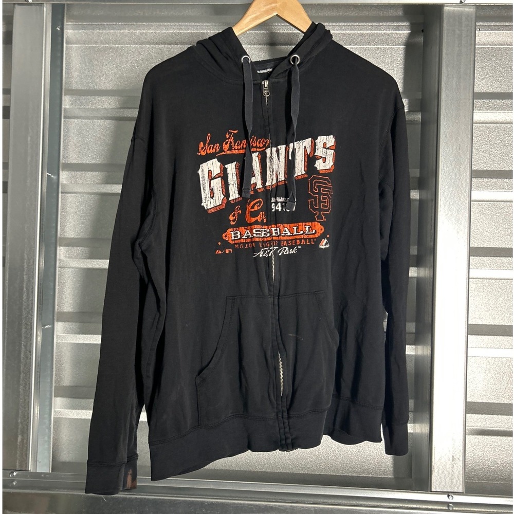 San Francisco Giants Majestic Hoodie Mens Black Zip Up Baseball Sportswear